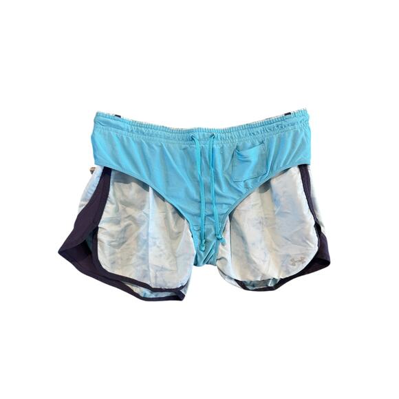 Under Armour Women’s Running Shorts Blue Tie Dye Active Gym Workout Liner Small - Picture 7 of 9